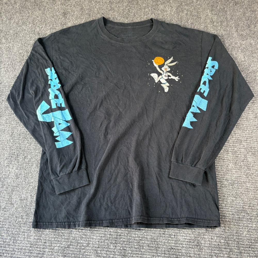 Space Jam Tune Squad Bugs Bunny Long Sleeve Graphic T-Shirt Black Mens Large